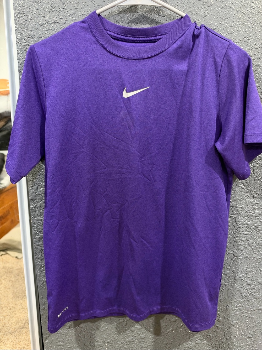 Nike Purple Short Sleeve Dri-FIT Tee with White Swoosh